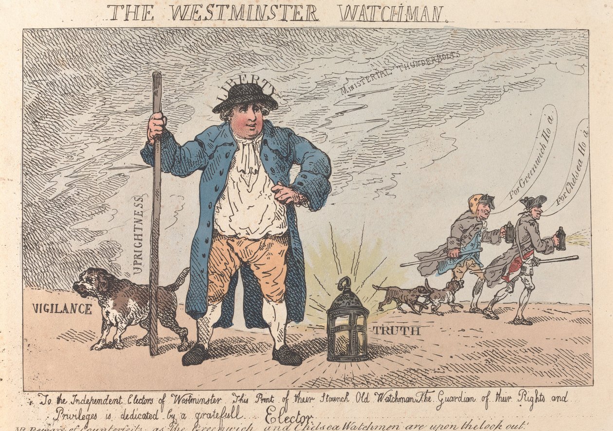 The Westminster Watchman af Thomas Rowlandson