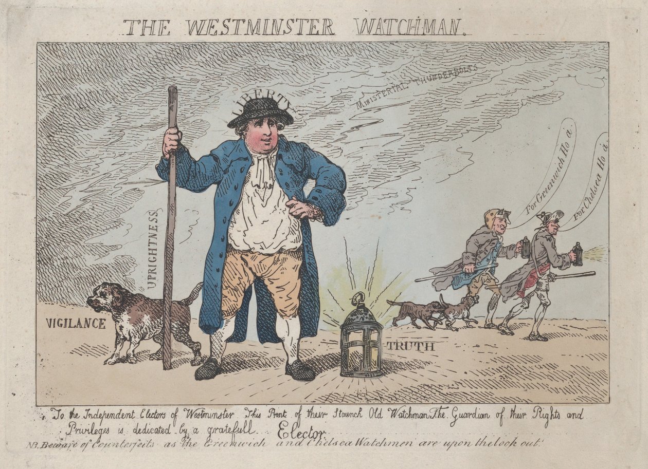 The Westminster Watchman, 12. april 1784., 12. april 1784. af Thomas Rowlandson