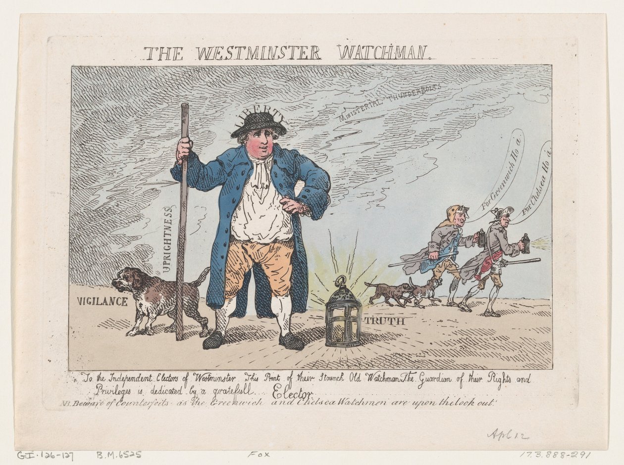 The Westminster Watchman, 12. april 1784., 12. april 1784. af Thomas Rowlandson