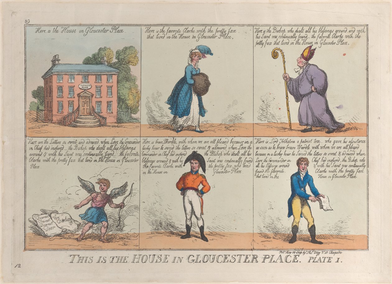 Dette er huset i Gloucester Place, plade 1, 26. maj 1809., 26. maj 1809. af Thomas Rowlandson