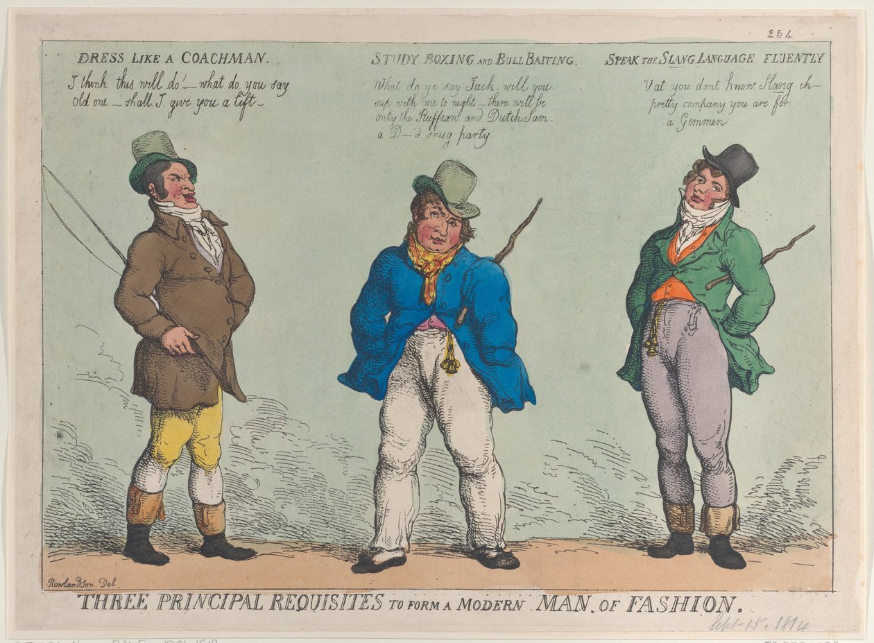 Tre hovedkrav til at danne en moderne modemand, 15. september 1814., 15. september 1814. af Thomas Rowlandson
