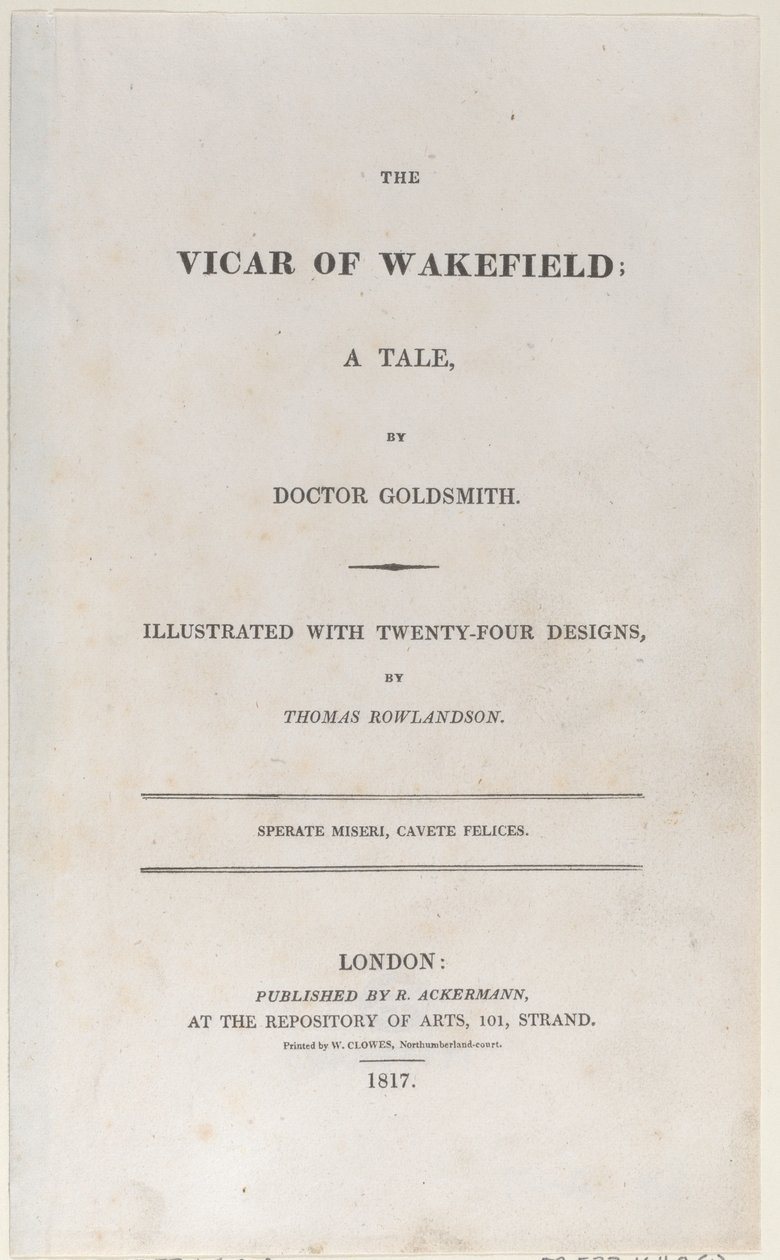 Titelside fra The Vicar of Wakefield, 1817., 1817. af Thomas Rowlandson
