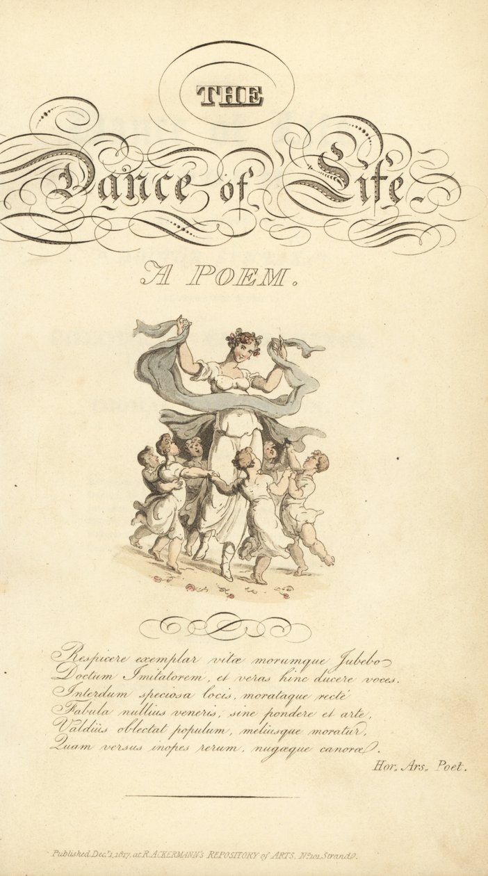 Titelblad med kalligrafisk titel og vignet af Thomas Rowlandson