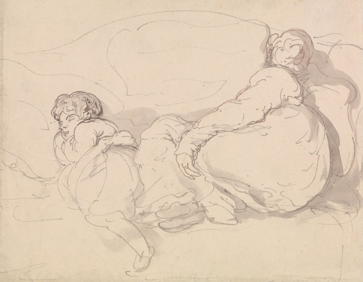 To sovende figurer af Thomas Rowlandson