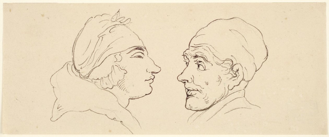 To karikaturer: En mand og en kvinde af Thomas Rowlandson