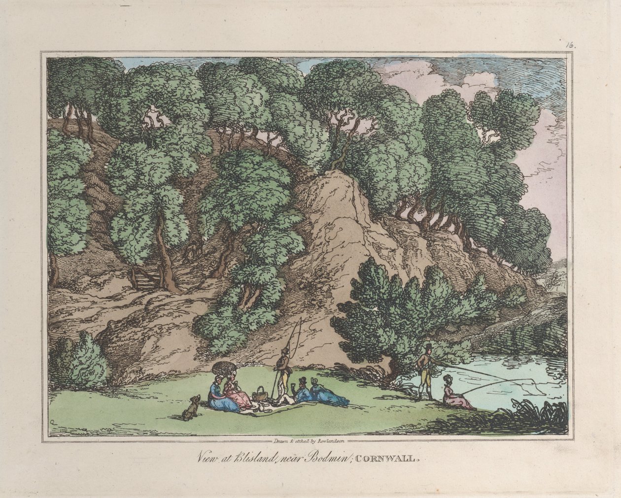 Udsigt på Blisland, nær Bodmin, Cornwall, fra Sketches from Nature, 1822., 1822. af Thomas Rowlandson