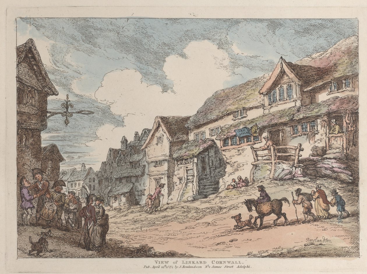 Udsigt over Liskard, Cornwall, fra Views in Cornwall, 12. april 1812., 12. april 1812. af Thomas Rowlandson