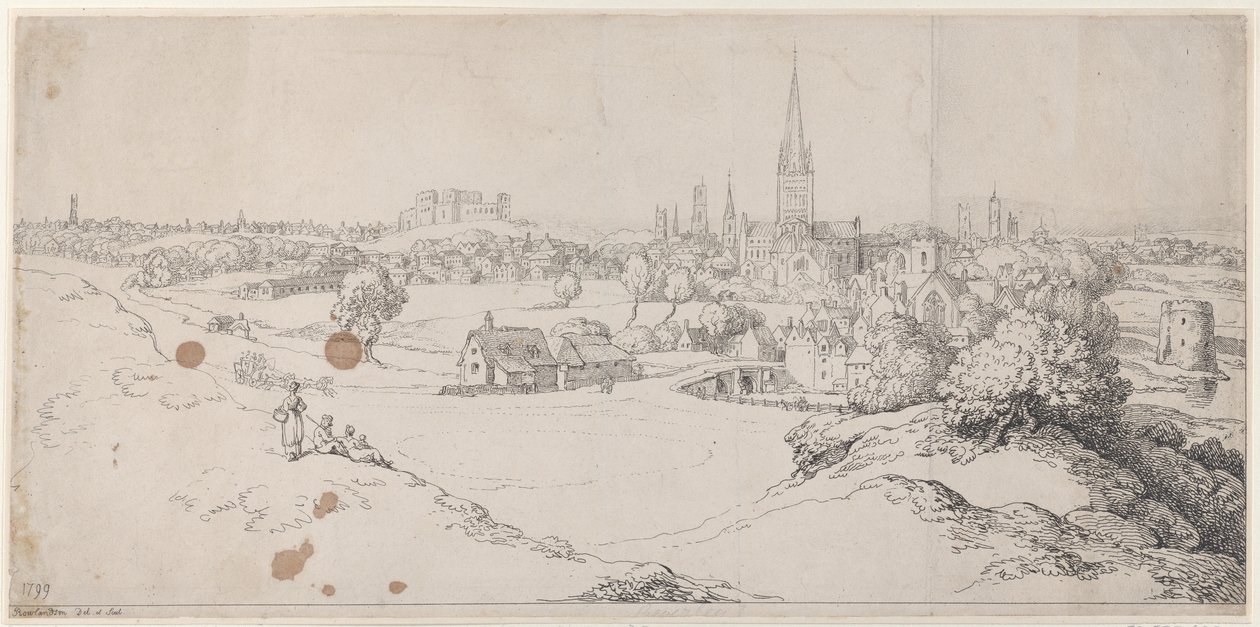Udsigt over Norwich fra St. James Hill, 1799., 1799. af Thomas Rowlandson