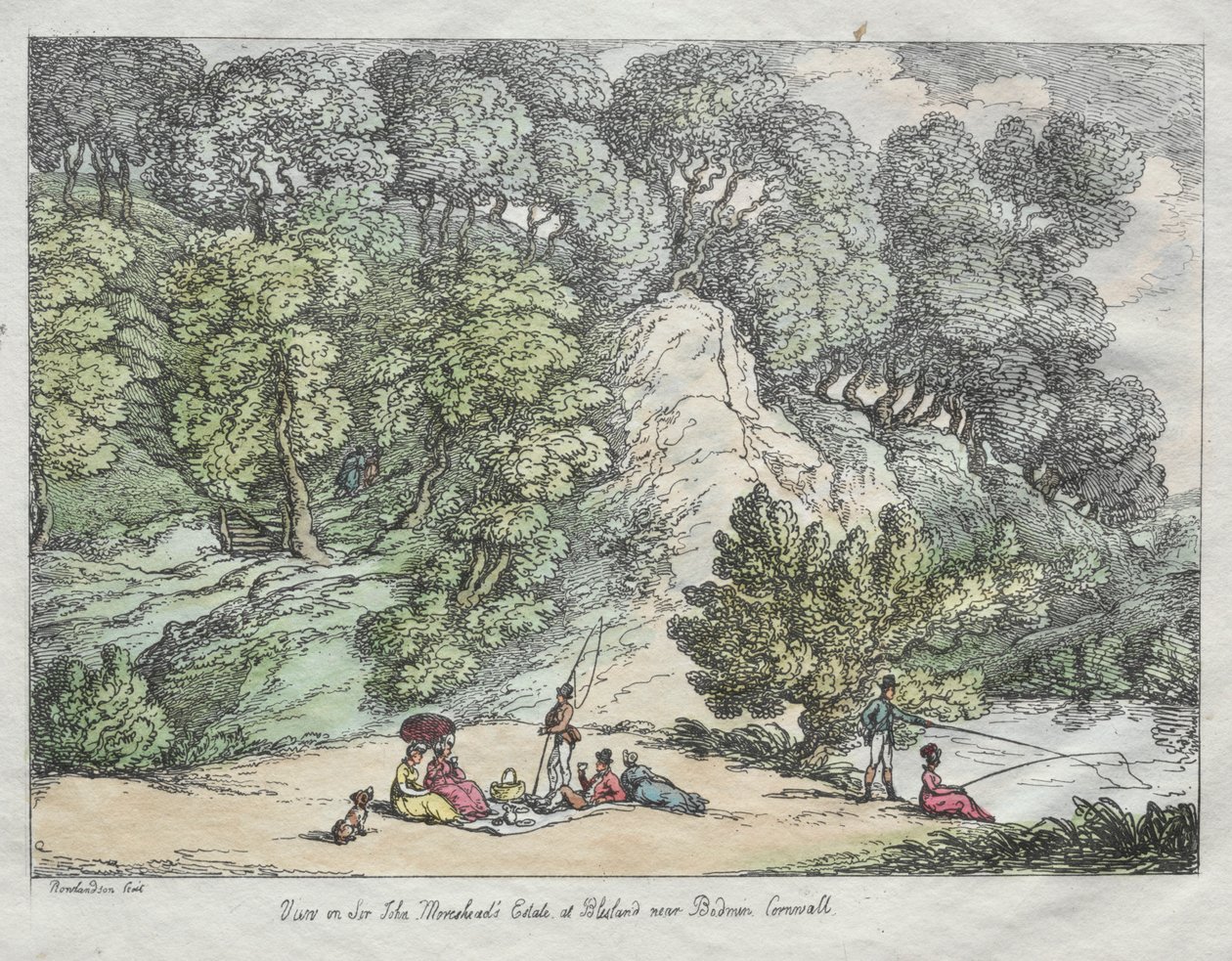 Udsigt over Sir John Moresheads Estate ved Blisland nær Bodmin, Cornwall, 1805. af Thomas Rowlandson