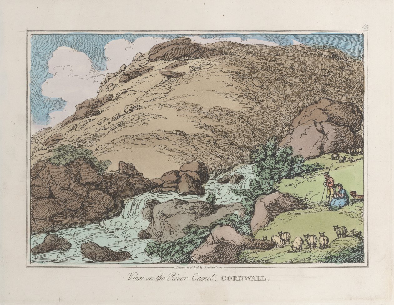 Udsigt over floden Camel, Cornwall af Thomas Rowlandson