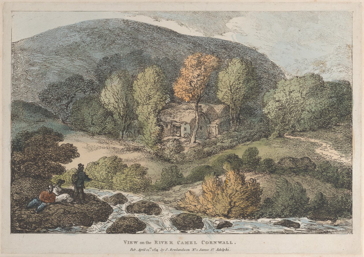 Udsigt over floden Camel Cornwall, fra Views in Cornwall, 12. april 1812., 12. april 1812. af Thomas Rowlandson