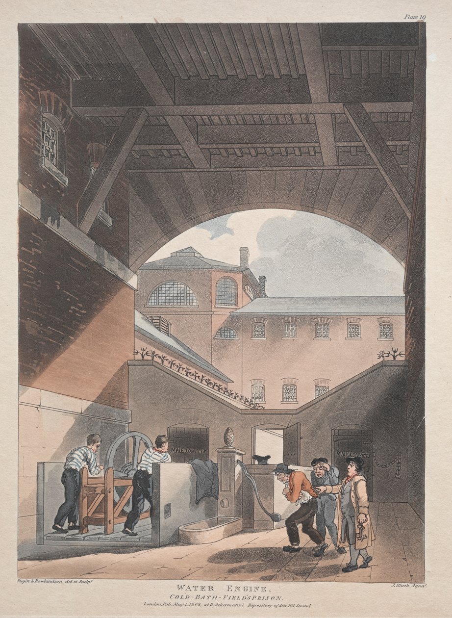 Vandmotor, Coldbath, Fields Prison af Thomas Rowlandson