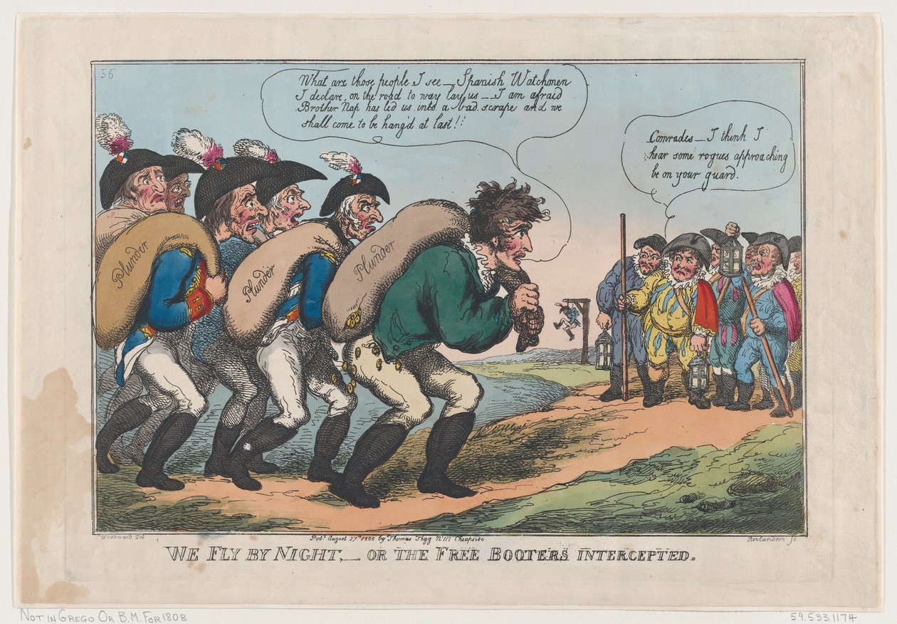 We Fly By Night, or The Free Booters Intercepted, 27. august 1808., 27. august 1808. af Thomas Rowlandson