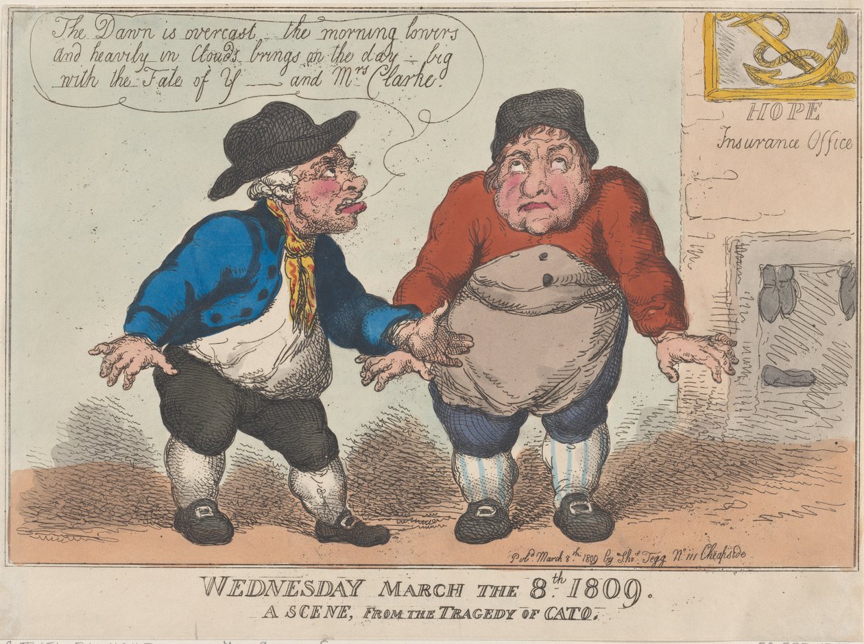Onsdag den 8. marts 1809, en scene fra Catos tragedie, 8. marts 1809., 8. marts 1809. af Thomas Rowlandson