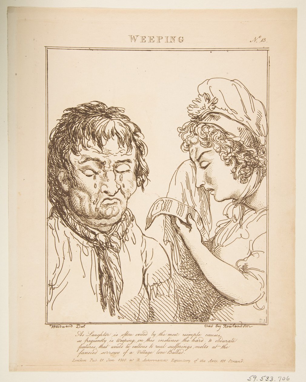 Grædende Le Brun Travested, eller karikaturer af lidenskaberne, 21. januar 1800. af Thomas Rowlandson