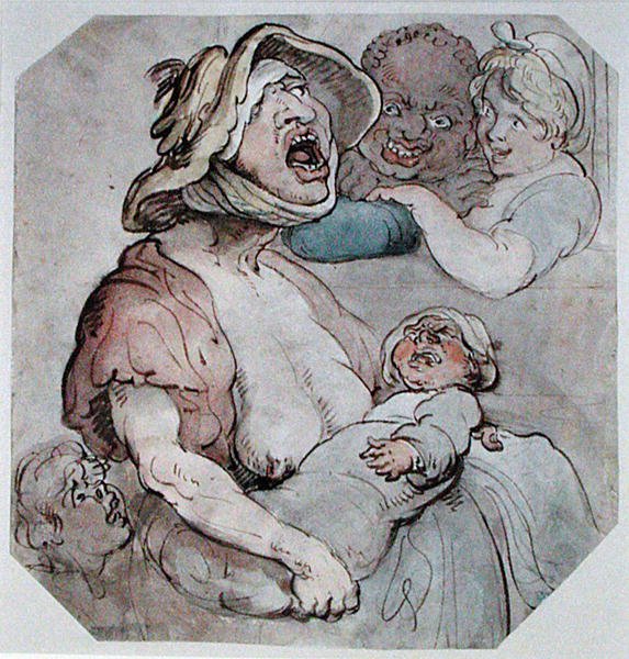 Wet Nurse Interrupted (akvarel på papir) af Thomas Rowlandson