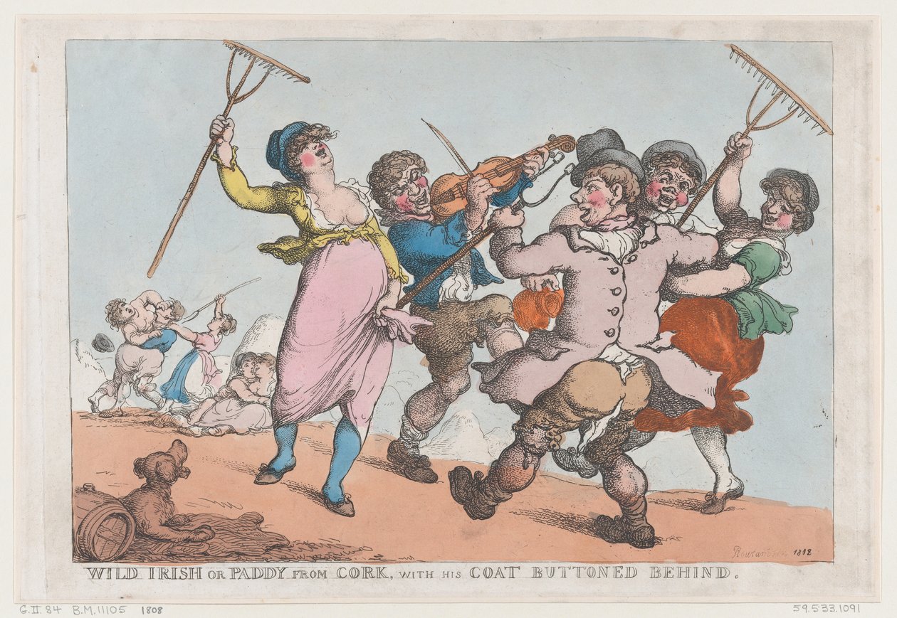 Vild irsk, eller uafskallet fra Cork med sin frakke knappet bagved, 1818., 1818. af Thomas Rowlandson