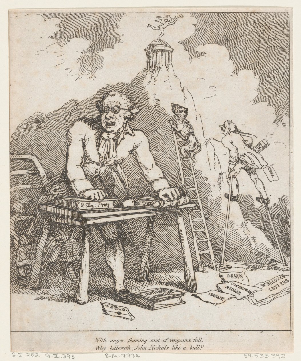 Med Vrede skummende..., fra Velvillig Epistel, 1790., 1790. af Thomas Rowlandson