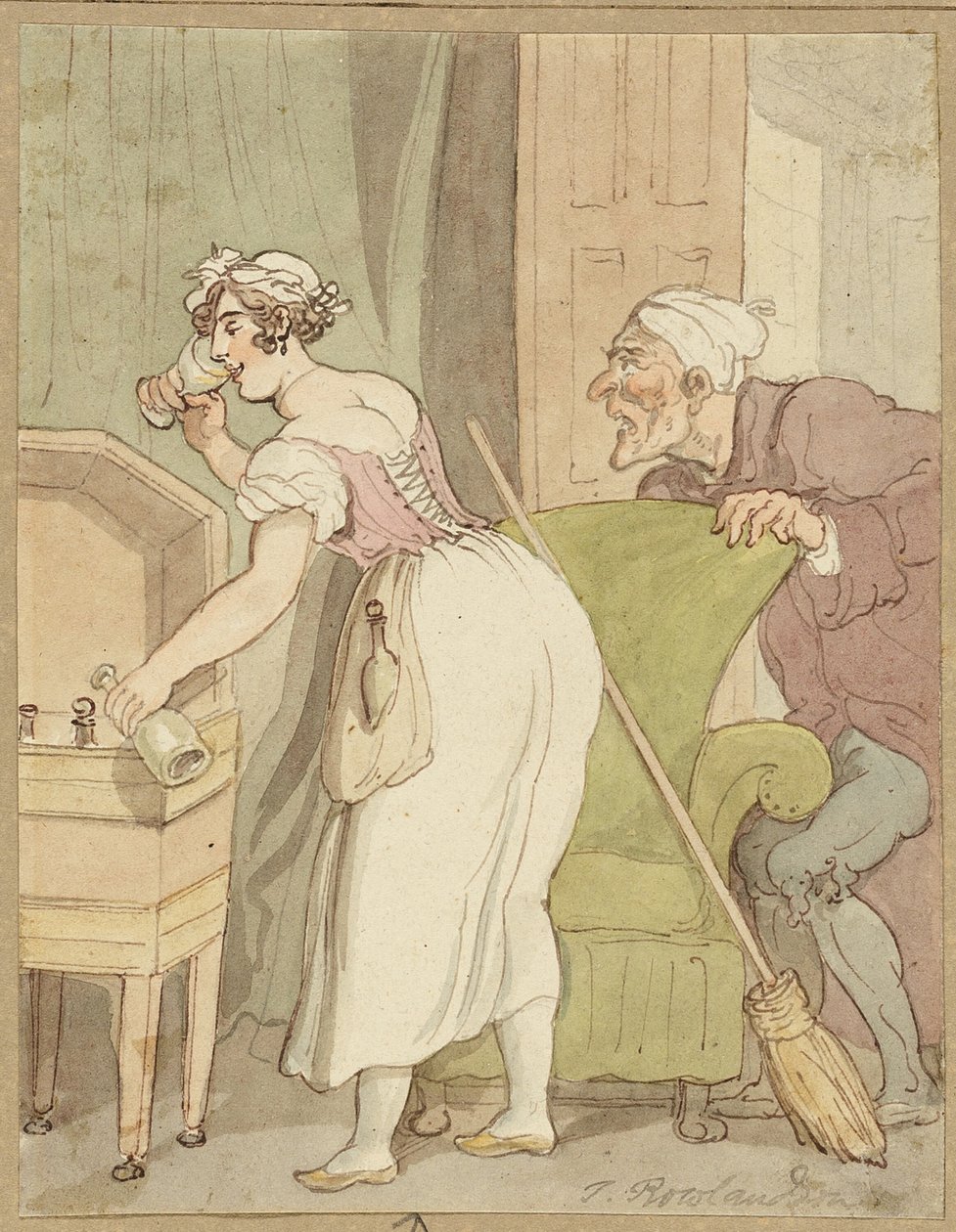 Kvinde taget i at stjæle en drink af Thomas Rowlandson
