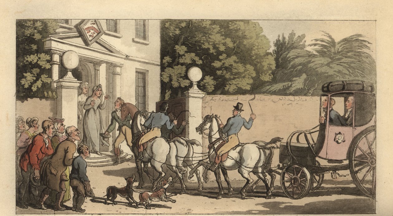 Ung engelsk herre, der kommer hjem efter Grand Tour af Thomas Rowlandson