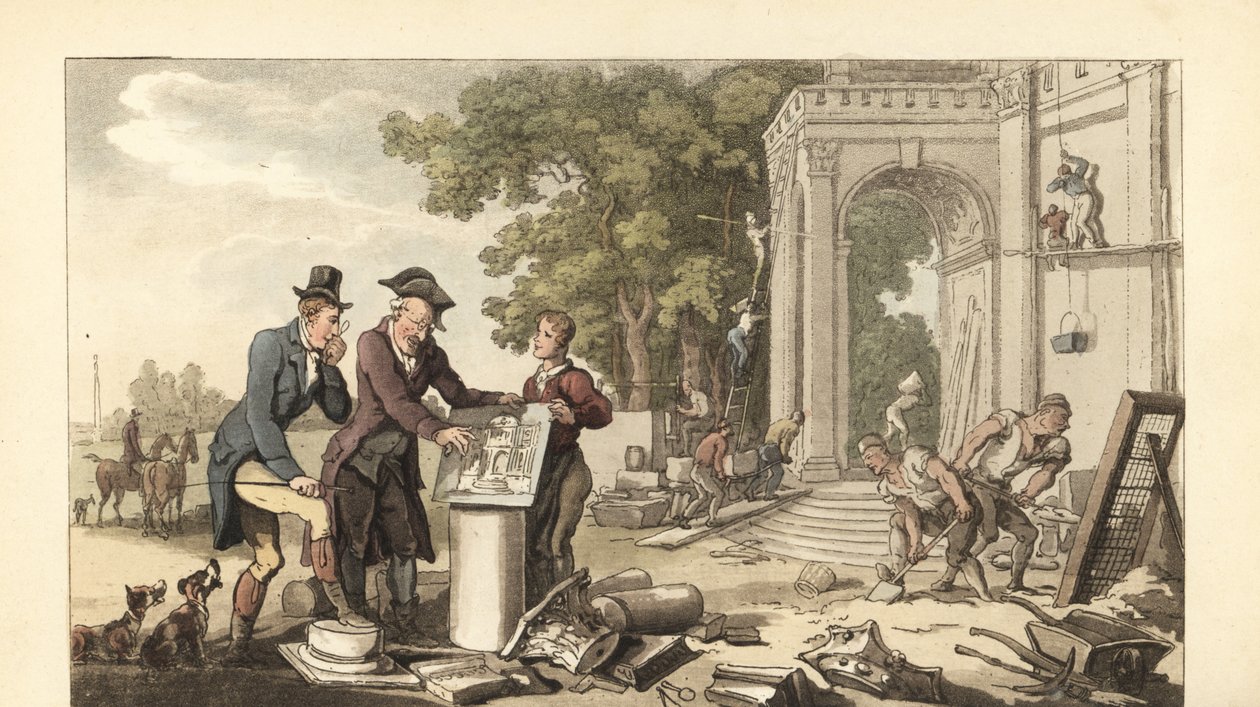 Ung engelsk herre, der bygger et stateligt hjem af Thomas Rowlandson