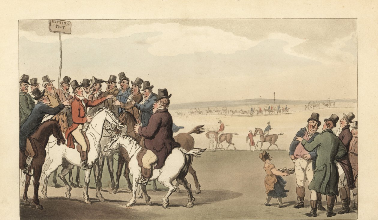 Ung engelsk herre, der spiller på Newmarket-væddeløbsbanen af Thomas Rowlandson