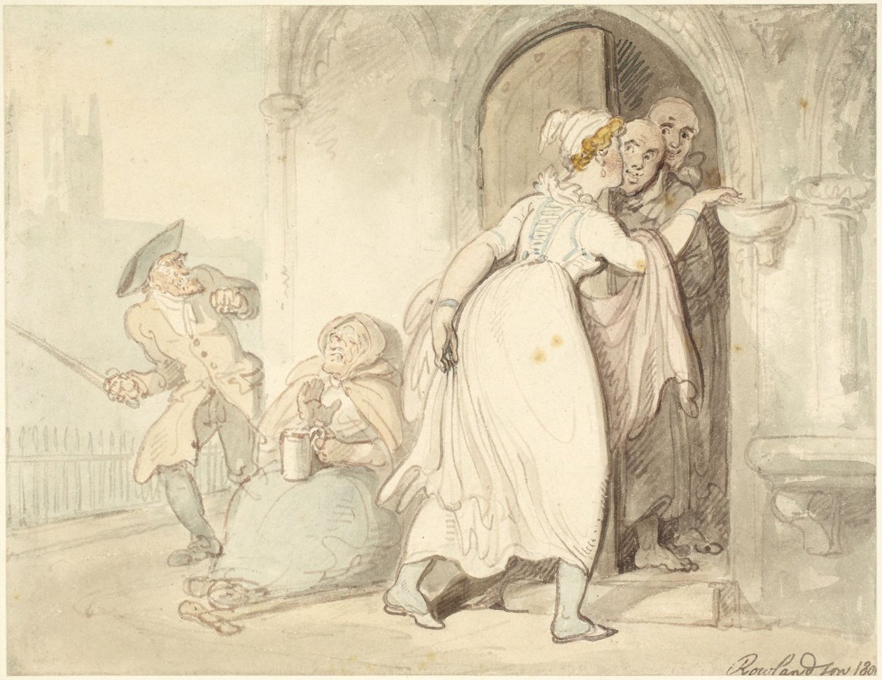 Ung kvinde ved kirkedøren eller ved skriftestolen af Thomas Rowlandson