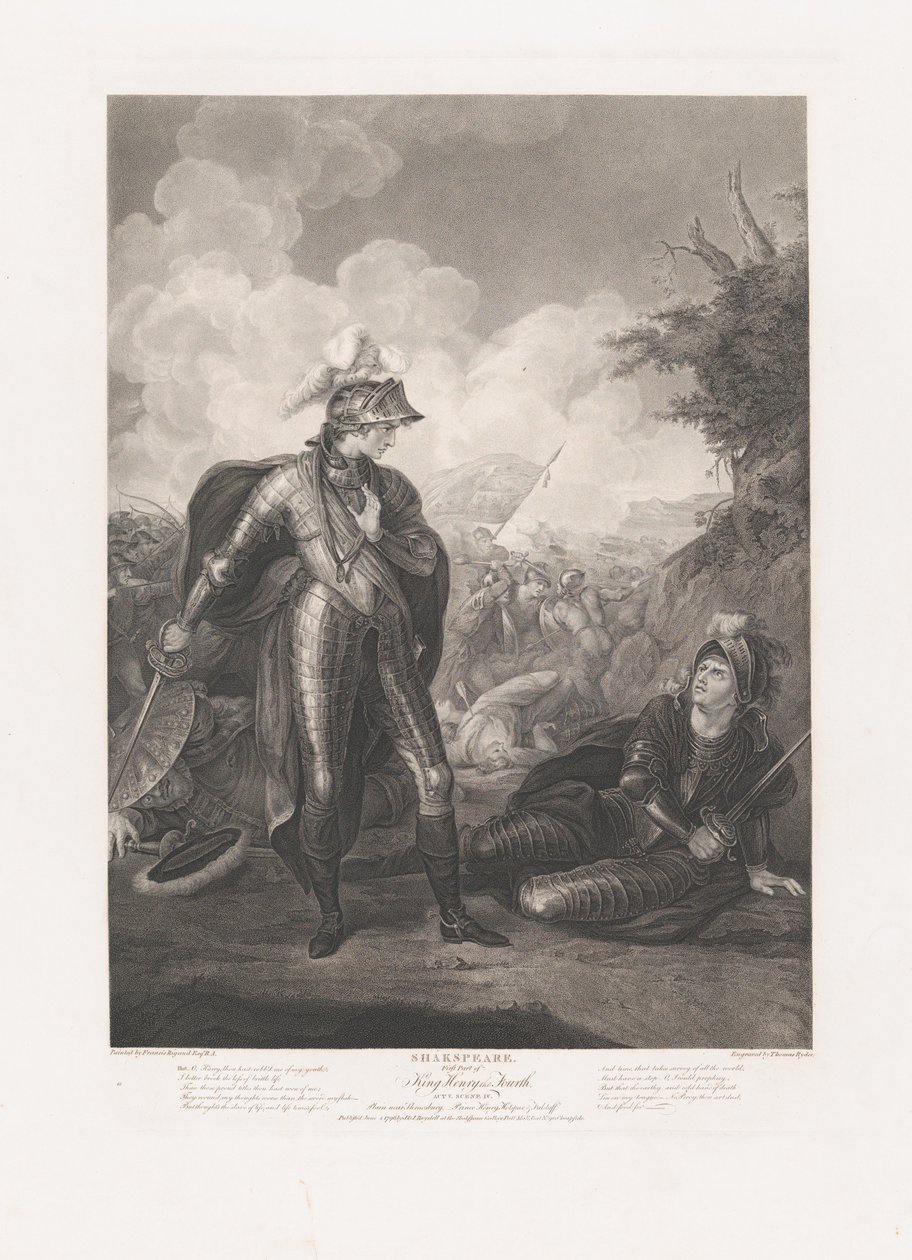 Prince Henry, Hotspur og Falstaff Shakespeare, King Henry..., først udgivet 1796, genudgivet 1852. af Thomas Ryder