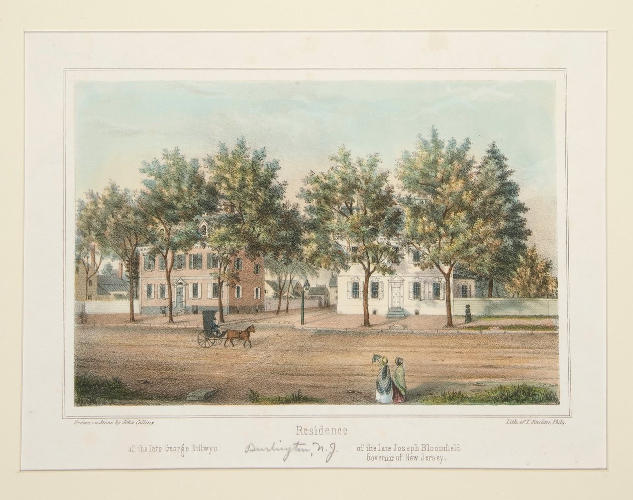 Bolig / af afdøde George Dillwyn / af afdøde Joseph Bloomfield (Burlington, NJ), fra 14 udsigter over Burlington af Thomas S. Sinclair