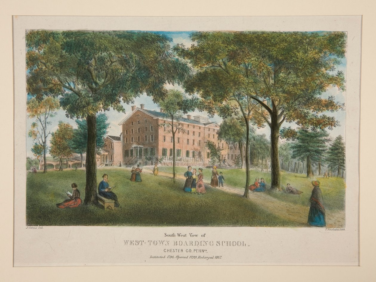 West-Town Boarding School (sydvestlig udsigt), Chester County, Penn. af Thomas S. Sinclair