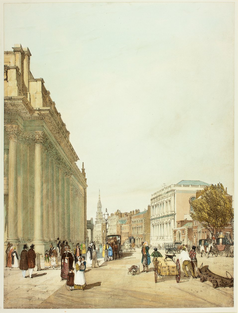 Board of Trade, Whitehall, fra Downing Street, plade otte fra Original Views of London as It Is af Thomas Shotter Boys