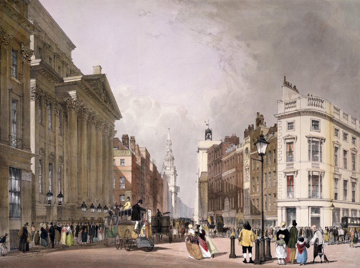 Cheapside og Mansion House, 1842 af Thomas Shotter Boys