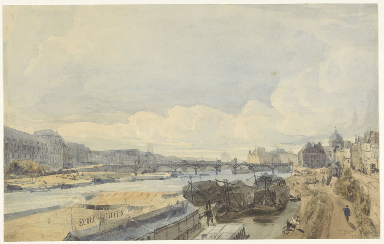 Udsigt over Seinen ved Pont des Arts af Thomas Shotter Boys