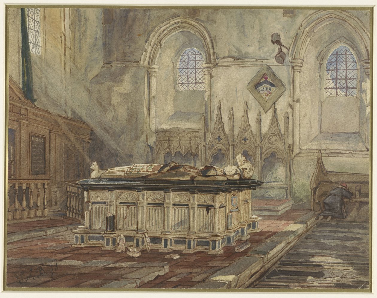 Graven af ​​Sir George Broke, Lord Cobham og hans kone Anne af Thomas Shotter Boys