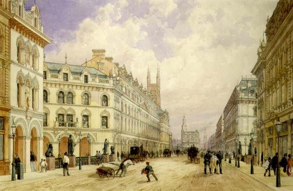 Holborn-viadukten, der ser mod øst, City of London af Thomas Shotter Boys