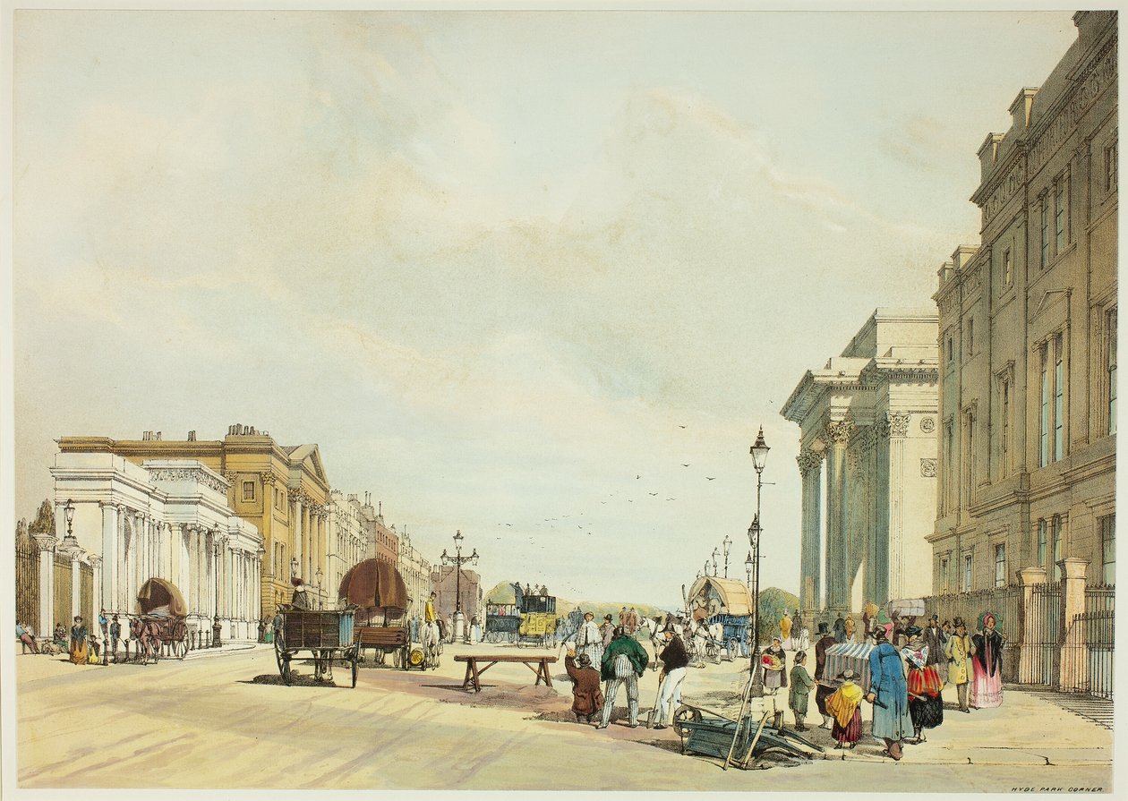 Hyde Park Corner, tallerken femten fra Original Views of London as It Is af Thomas Shotter Boys