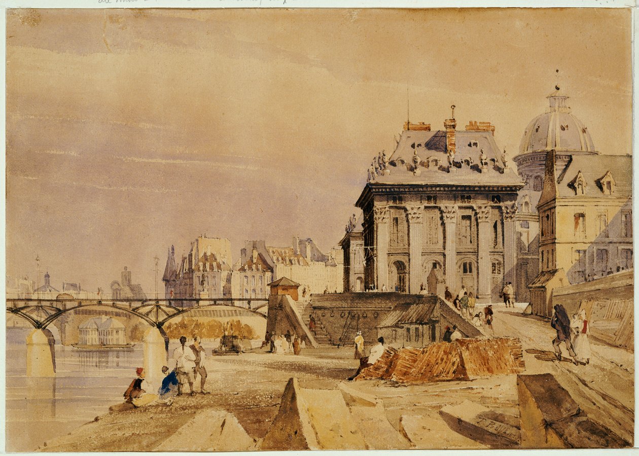 L"Institut og Pont des Arts, Paris, 1828 af Thomas Shotter Boys