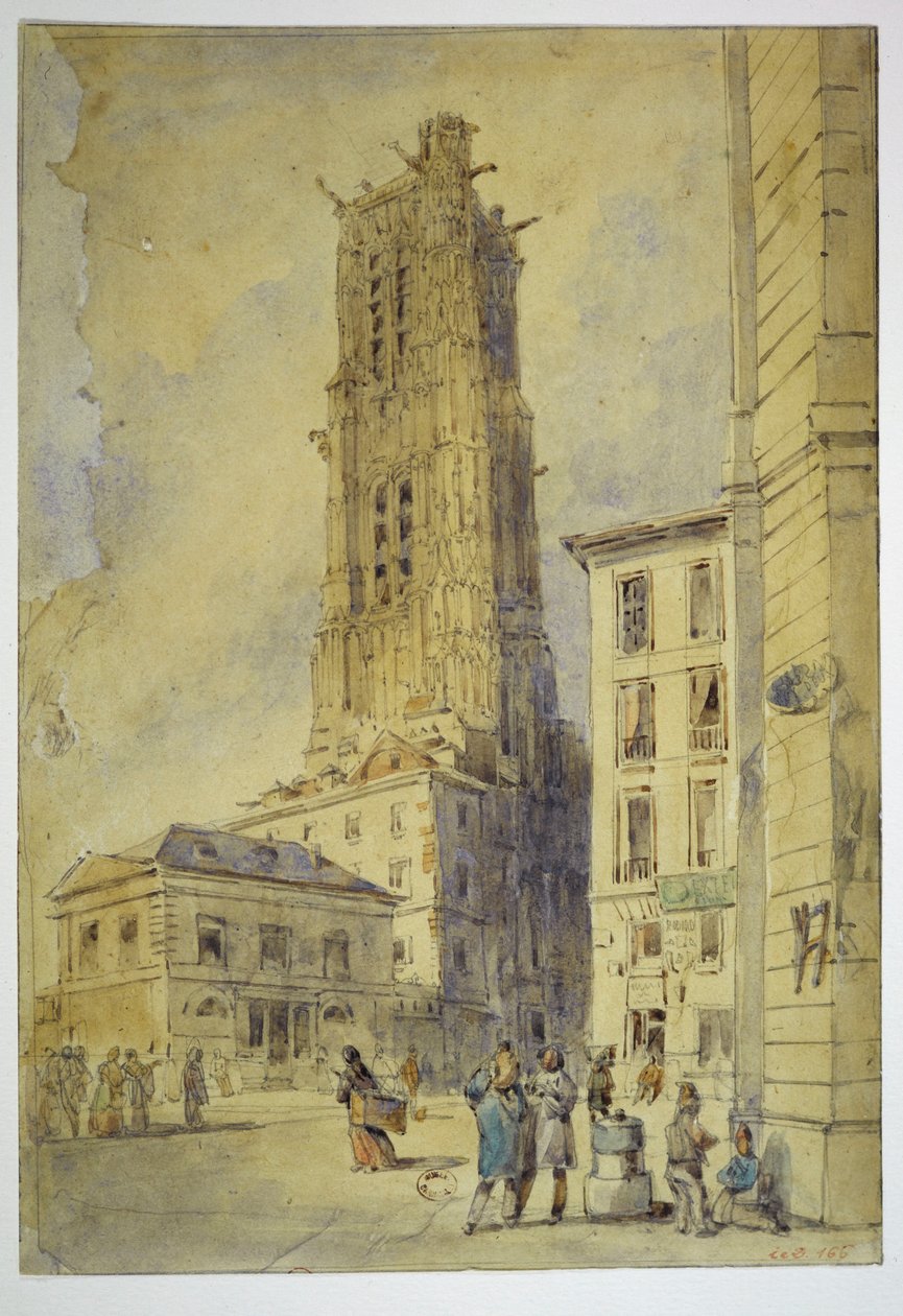 Saint-Jacques-tårnet før fritlægningen, i 1836 af Thomas Shotter Boys