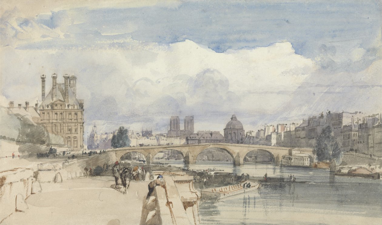 Le Pont Royal, Paris, ca. 1828 (w/c på papir) af Thomas Shotter Boys