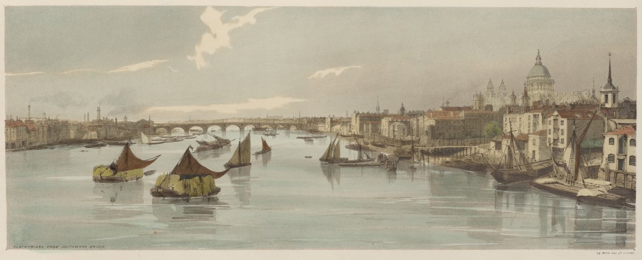 London As It Is: Blackfriars, fra Southwark Bridge af Thomas Shotter Boys