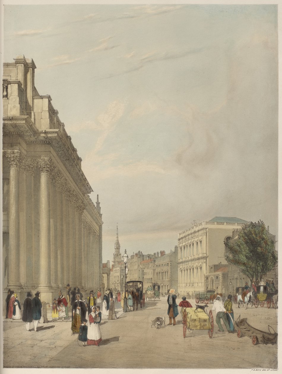 London As It Is: Board of Trade, Whitehall, fra Downing Street af Thomas Shotter Boys