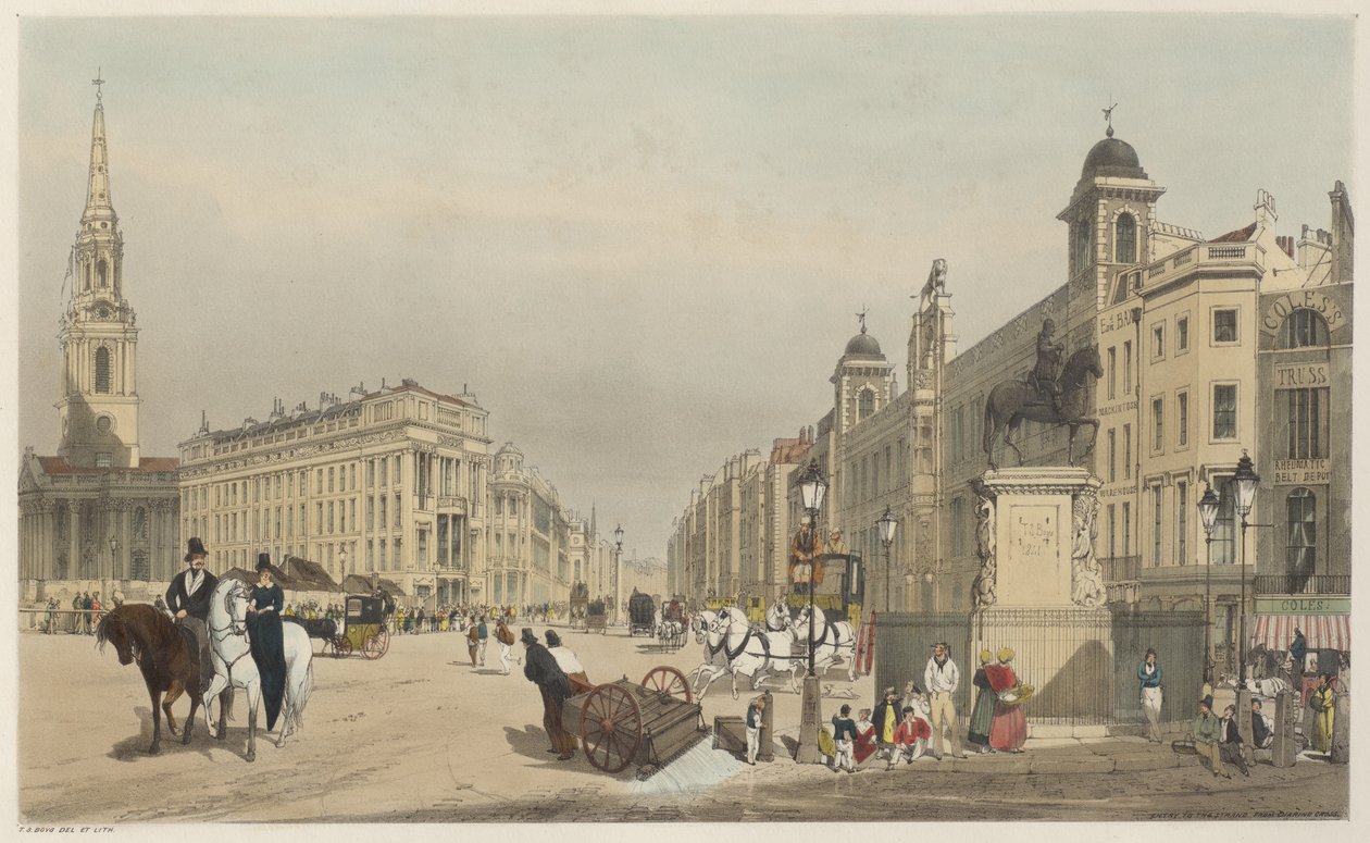 London As It Is: Indgang til Strand, fra Charing Cross af Thomas Shotter Boys