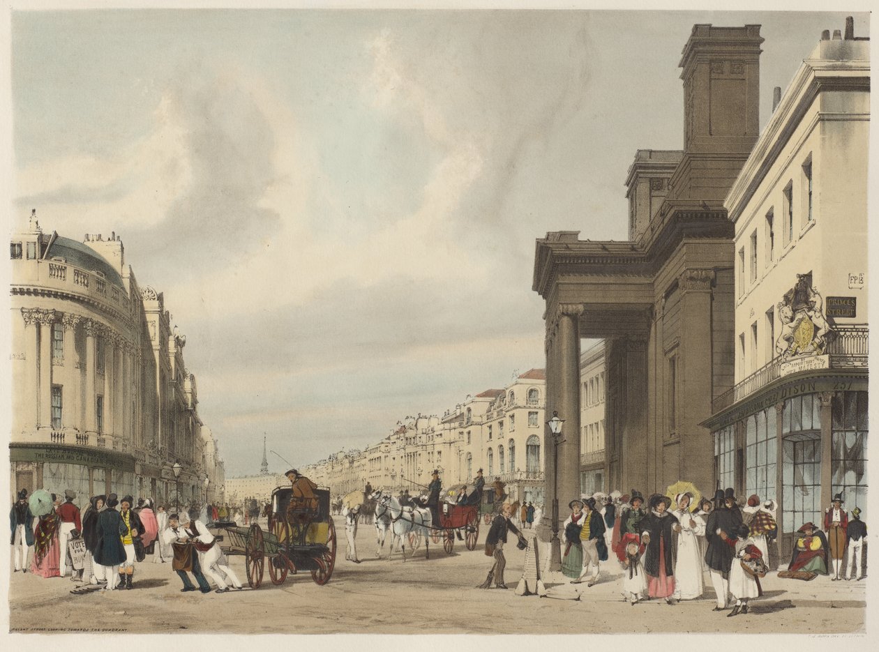 London As It Is: Regent Street, der ser mod kvadranten af Thomas Shotter Boys