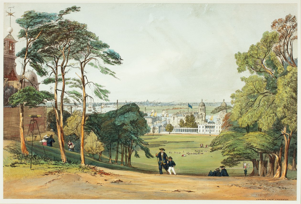 London, fra Greenwich, tallerken fem fra Original Views of London as It Is af Thomas Shotter Boys