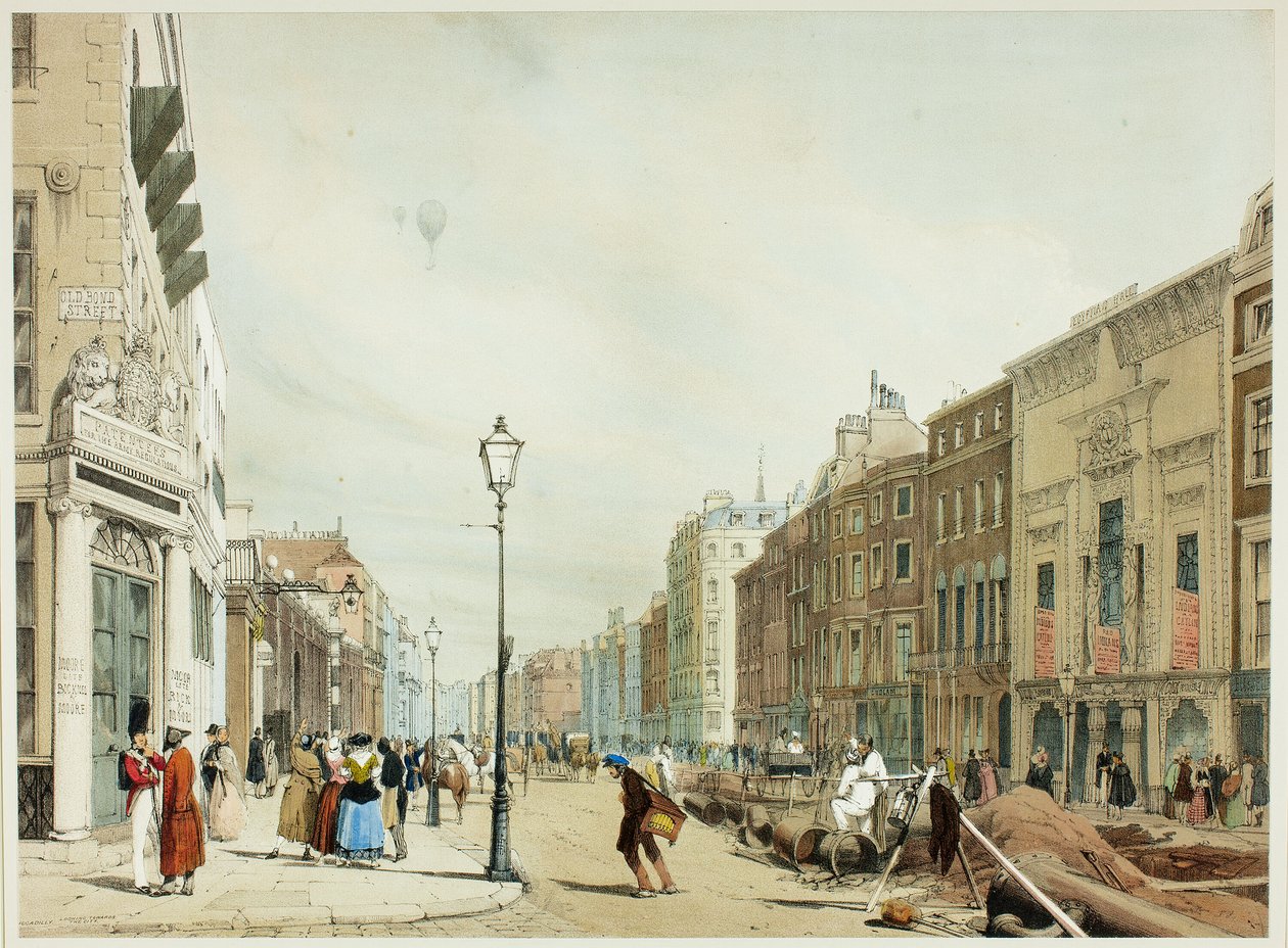 Piccadilly, Looking Towards the City, tallerken sytten fra Original Views of London as It Is af Thomas Shotter Boys