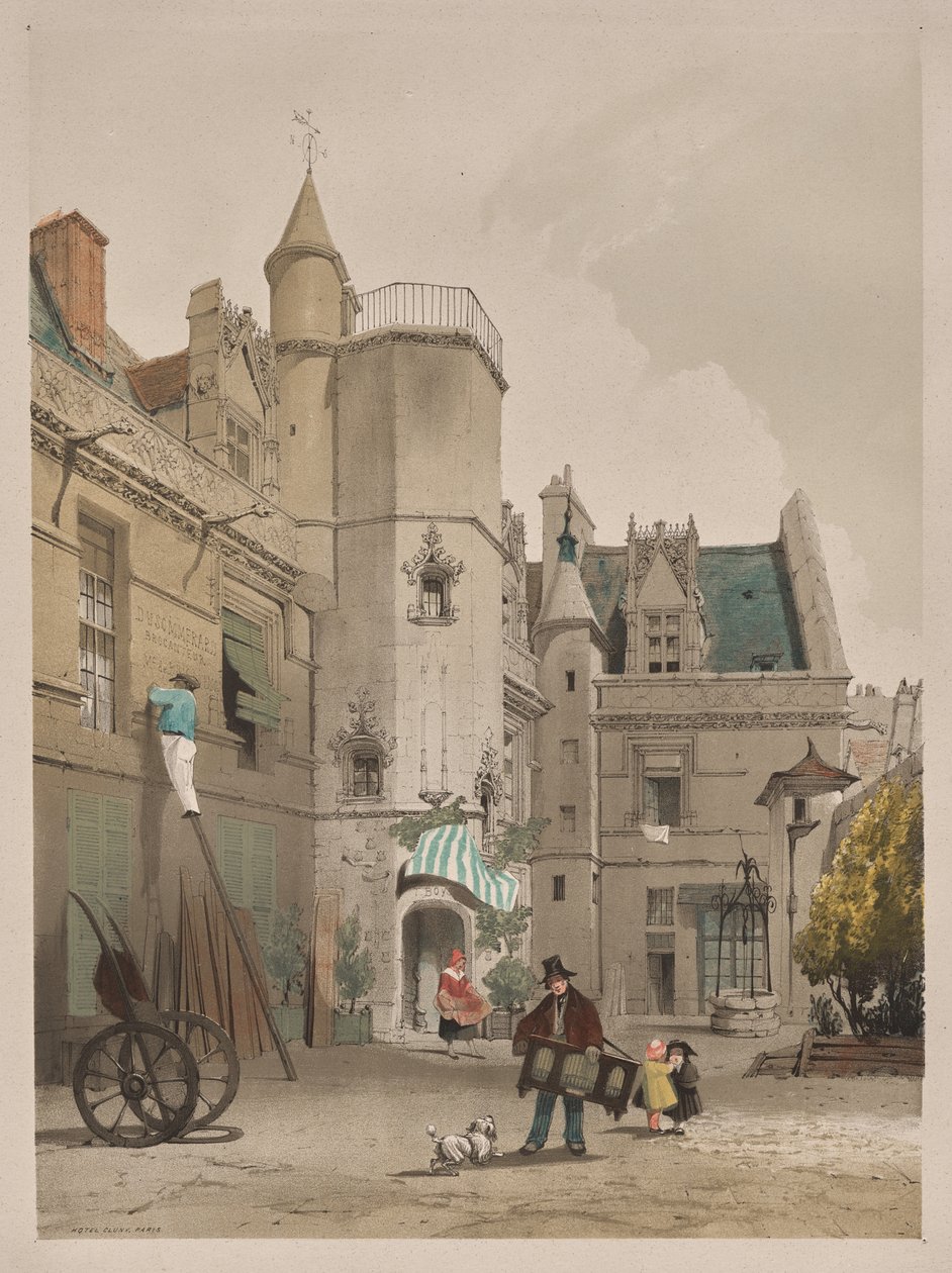 Malerisk arkitektur i Paris, Gent, Antwerpen, Rouen: Hôtel Cluny, Paris af Thomas Shotter Boys