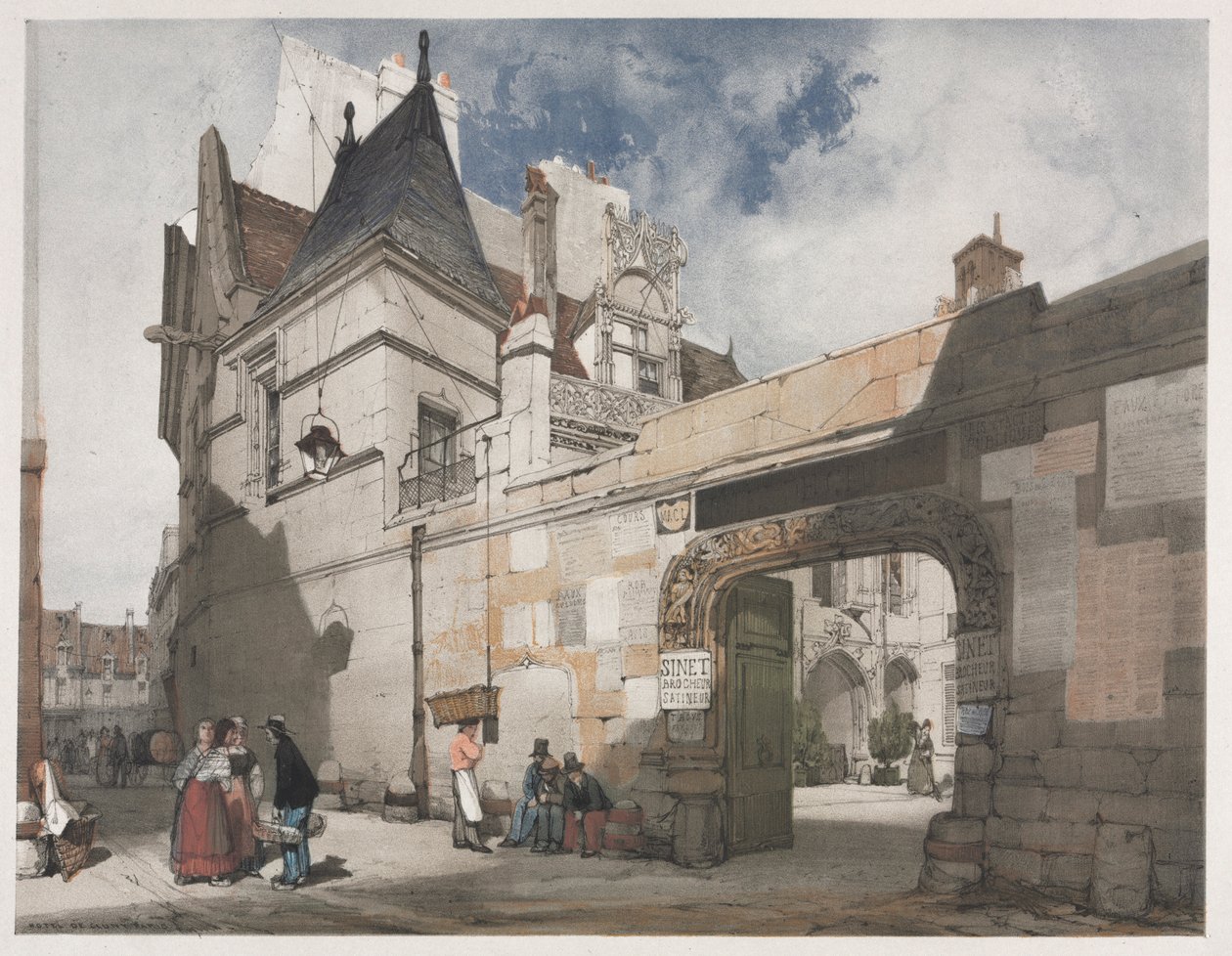 Malerisk arkitektur i Paris, Gent, Antwerpen, Rouen: Hôtel de Cluny, Paris, 1839. af Thomas Shotter Boys