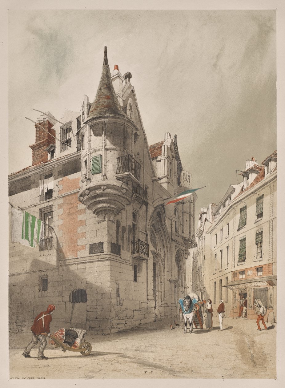Malerisk arkitektur i Paris, Gent, Antwerpen, Rouen: Hotel de Sens, Paris af Thomas Shotter Boys