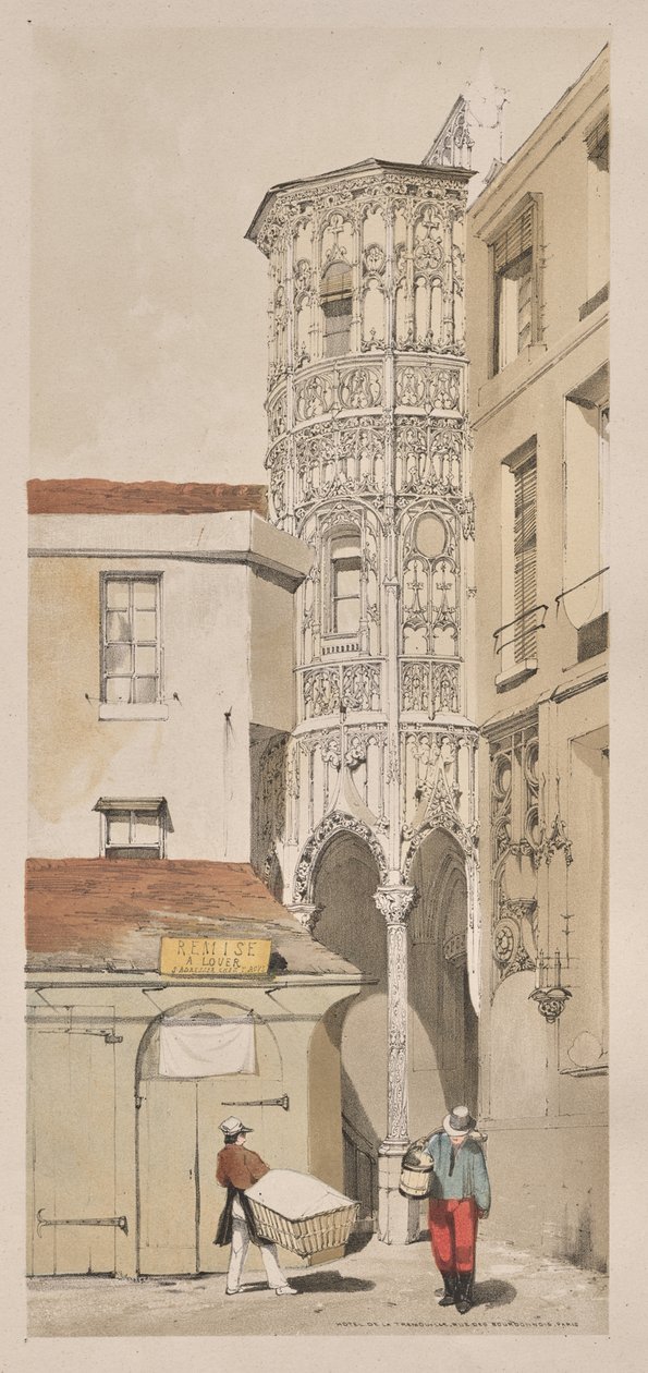 Malerisk arkitektur i Paris, Gent, Antwerpen, Rouen: Hotel de la Tremouille, Rue des Bourbonnois, Paris af Thomas Shotter Boys