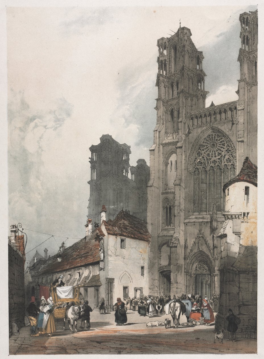 Malerisk arkitektur i Paris, Gent, Antwerpen, Rouen: Laon, Frankrig, 1839. af Thomas Shotter Boys